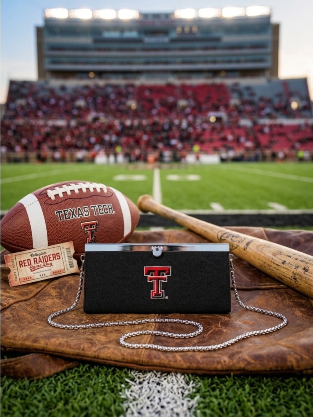 NWT Texas Tech Red Raiders Game Day Outfitters Clutch Purse Chain Strap NCAA